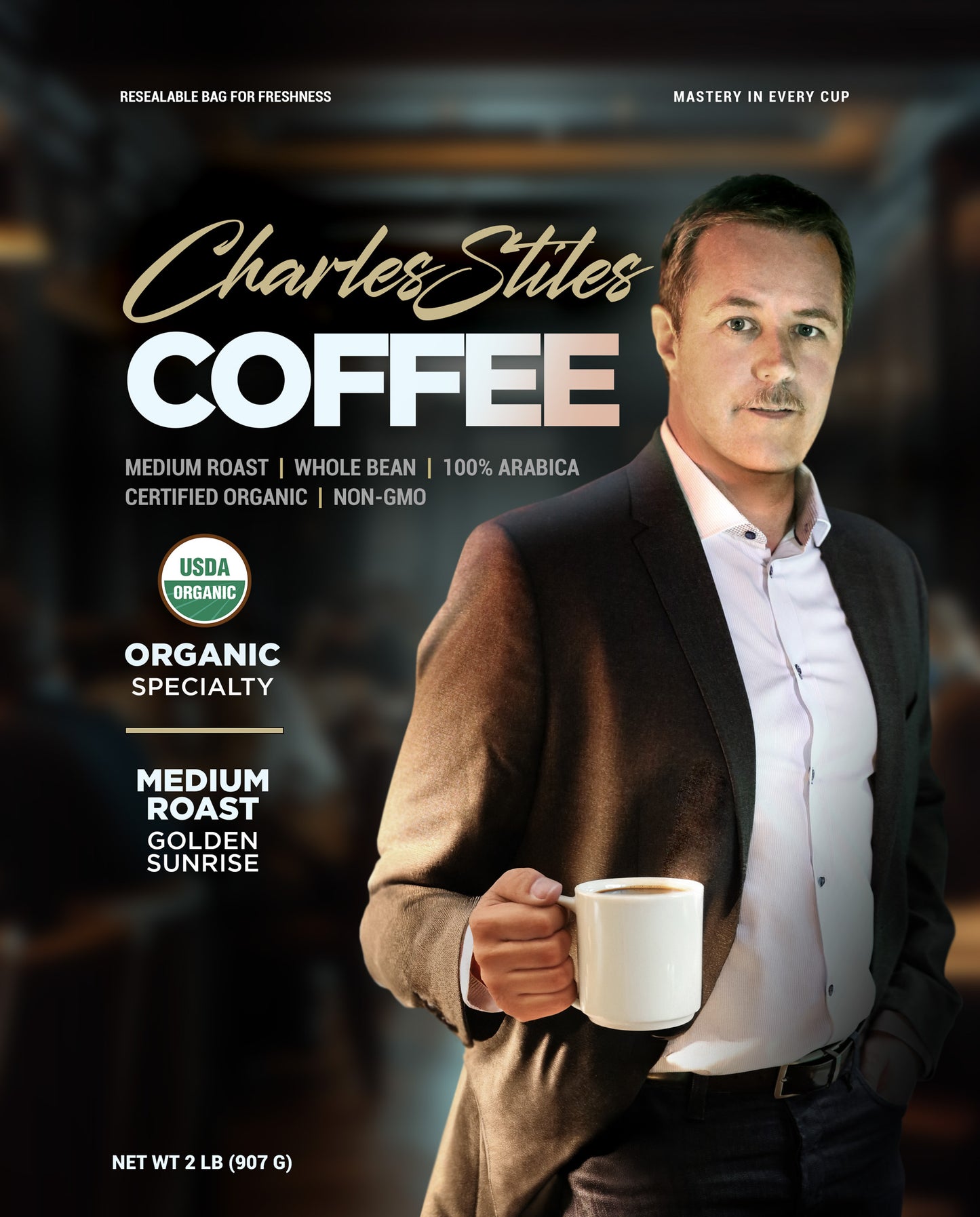 2LB Charles Stiles Organic Medium Roast Coffee
