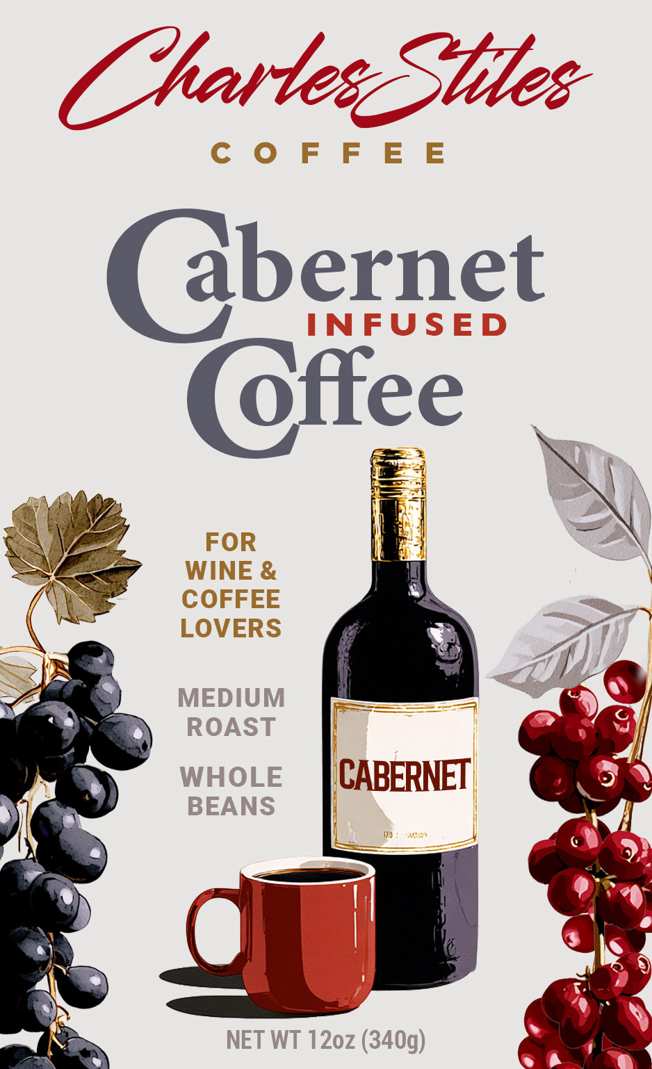 Cabernet Infused Coffee - 12oz - Medium Roast – Charles Stiles Coffee
